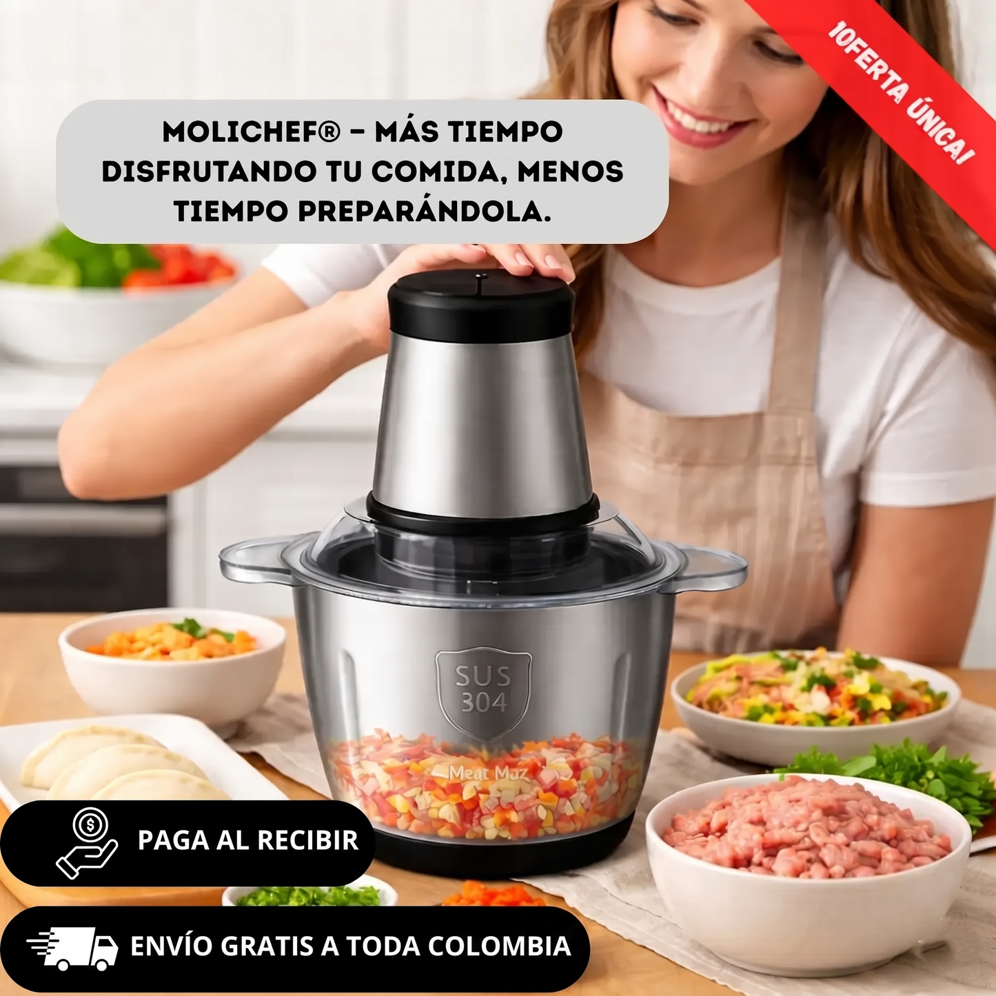 MoliChef® - Pica Carne y Verduras en Segundos sin Esfuerzo